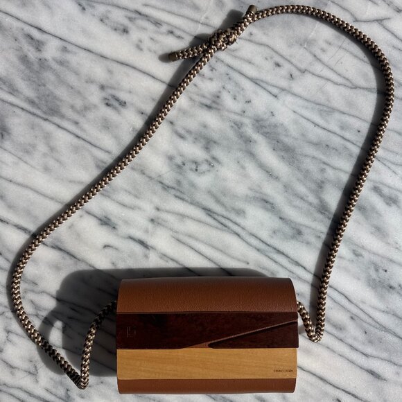 🇧🇷 - Leggieri Wood & Leather Crossbody Bag - Picture 1 of 10